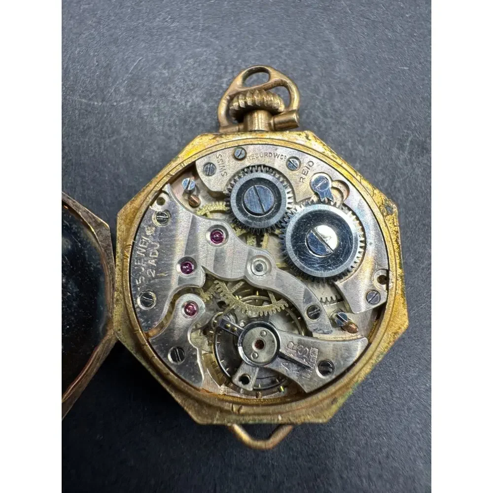 Vintage Reid Swiss Art Deco Swiss Watch Octagon Case Gold Filled 15 Jewels - Picture 8 of 9